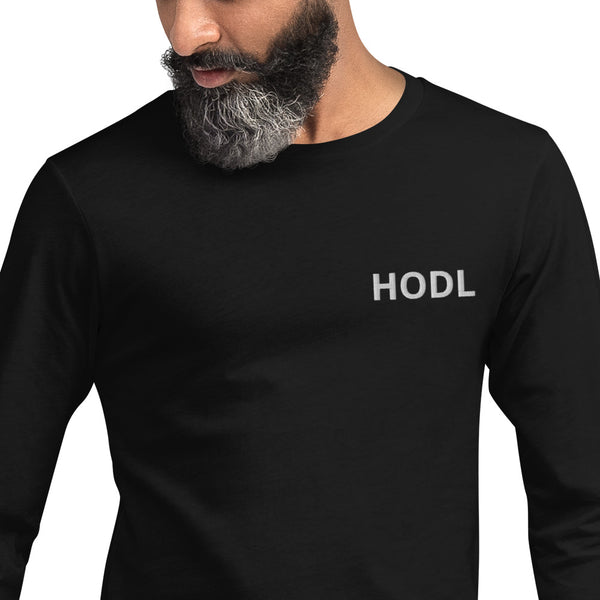 Crypto HODL Embroidered Long Sleeve Tee - Money Market Store