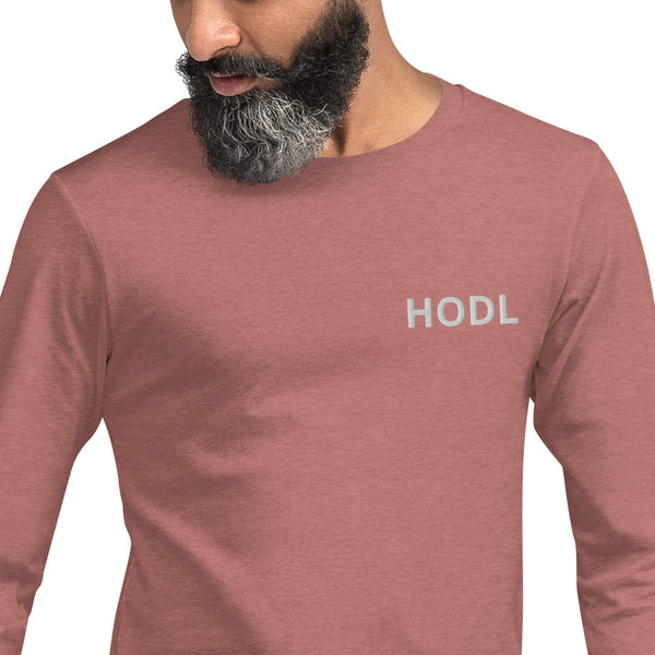 Crypto HODL Embroidered Long Sleeve Tee - Money Market Store