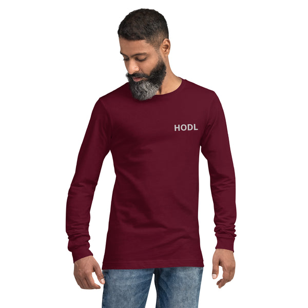 Crypto HODL Embroidered Long Sleeve Tee - Money Market Store