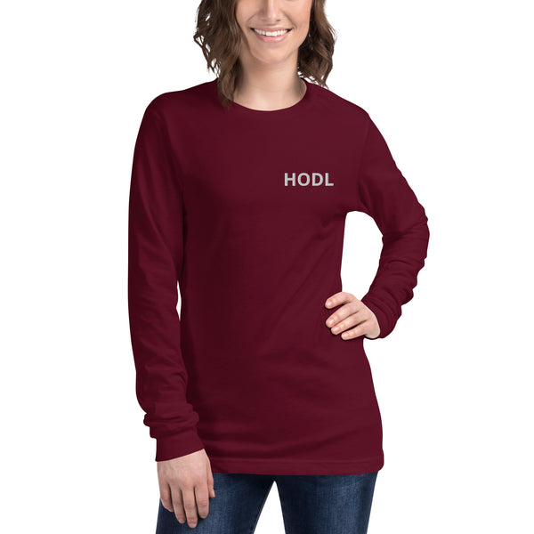 Crypto HODL Embroidered Long Sleeve Tee - Money Market Store