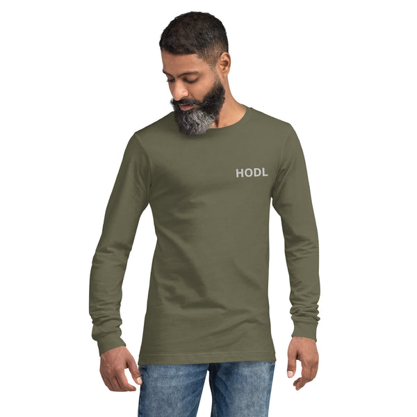 Crypto HODL Embroidered Long Sleeve Tee - Money Market Store