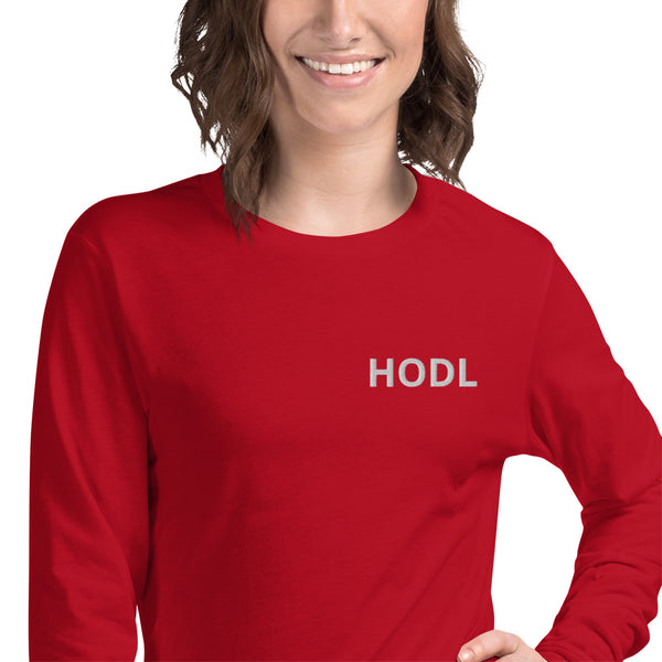 Crypto HODL Embroidered Long Sleeve Tee - Money Market Store